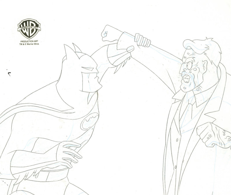 Batman The Animated Series Original Production Cel with Matching Drawing: Batman, Two-Face