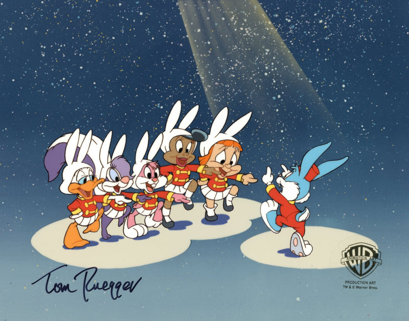 Tiny Toon Adventures Original Production Cel Signed by Tom Ruegger: Shirley, Fifi, Babs, Mary, Elmyra, Buster