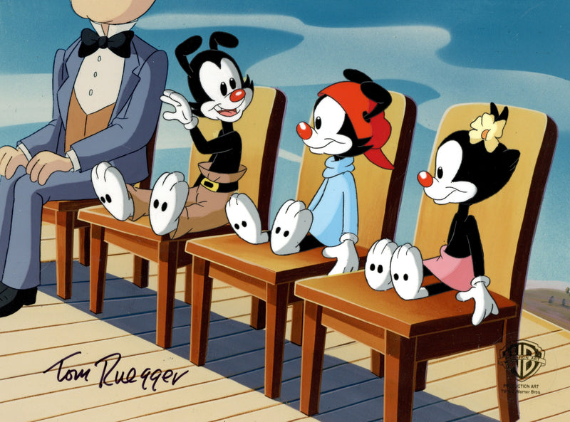 Animaniacs Original Production Cel Signed by Tom Ruegger: Wakko, Yakko, Dot