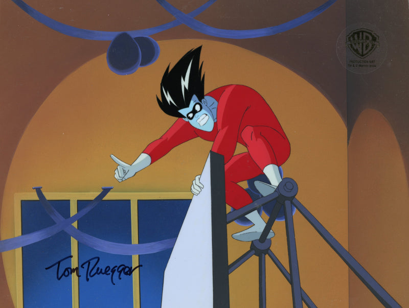 Freakazoid Original Production Cel on Original Production Background Signed by Tom Ruegger: Freakazoid