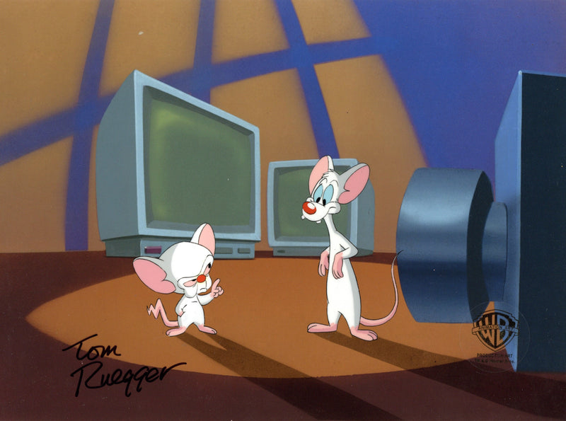 Pinky And The Brain Original Production Cel Signed by Tom Ruegger: Pinky, Brain