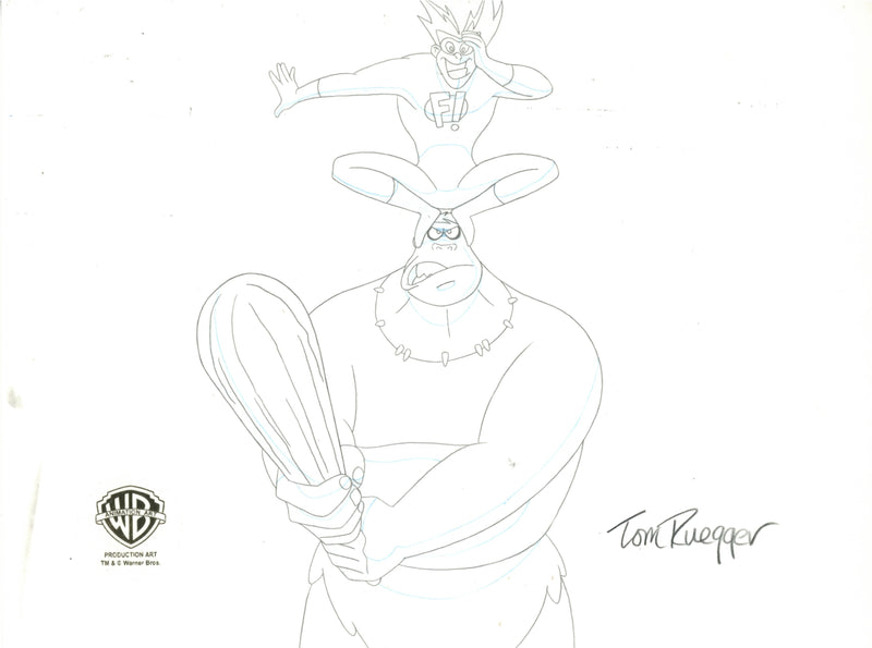 Freakazoid Original Production Drawing Signed by Tom Ruegger: Freakazoid, Cave Guy