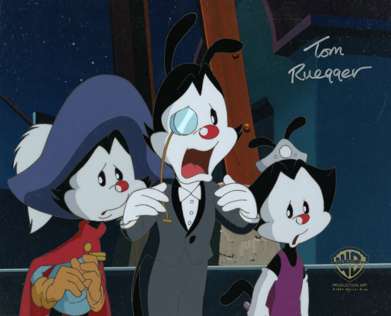 Animaniacs Original Production Cel Signed by Tom Ruegger: Yakko, Wakko, Dot