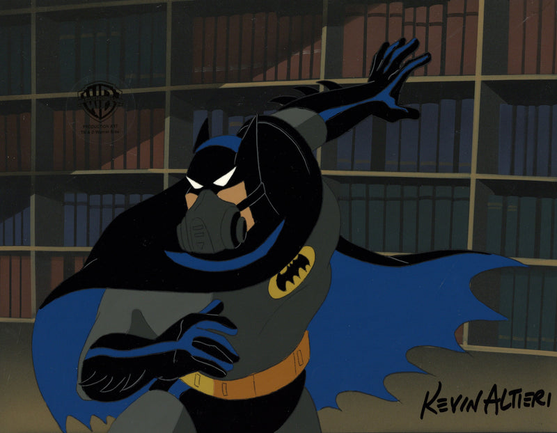 Batman The Animated Series Original Production Cel Signed by Kevin Altieri On Original Background: Batman