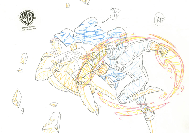 Justice League Unlimited Original Production Drawing: Superman, Captain Atom