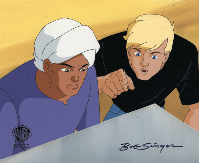 The Real Adventures of Jonny Quest Original Production Cel with Original Background Signed by Bob Singer: Jonny, Hadji