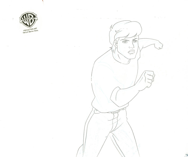 The Real Adventures of Jonny Quest Original Production Cel on Original Background with Matching Drawing Signed by Bob Singer: Jonny, Jessie