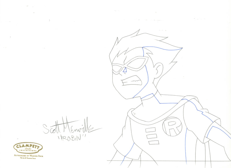 Teen Titans Original Production Drawing Signed by Scott Menville: Robin