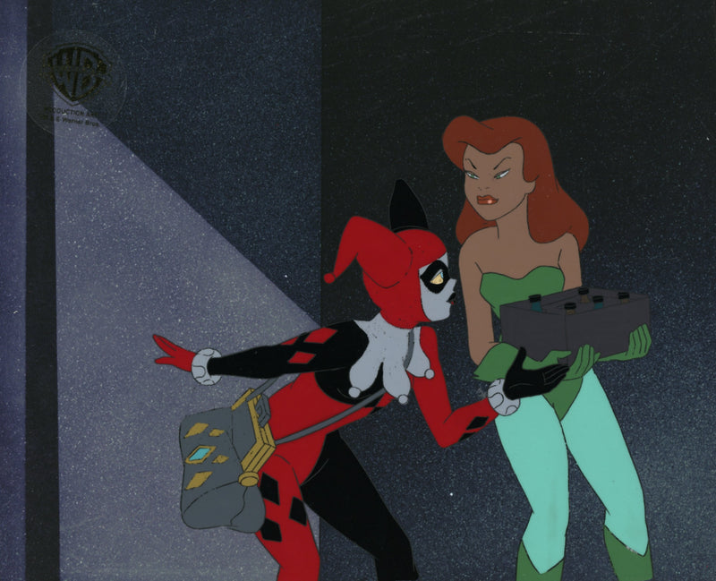 Batman The Animated Series Original Production Cel with Matching Drawings: Harley Quinn, Poison Ivy