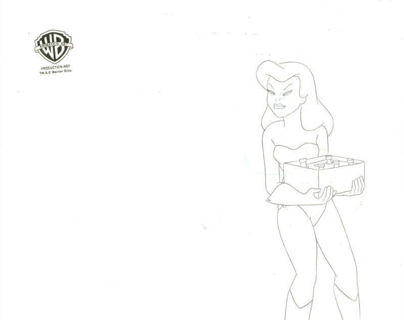 Batman The Animated Series Original Production Cel with Matching Drawings: Harley Quinn, Poison Ivy