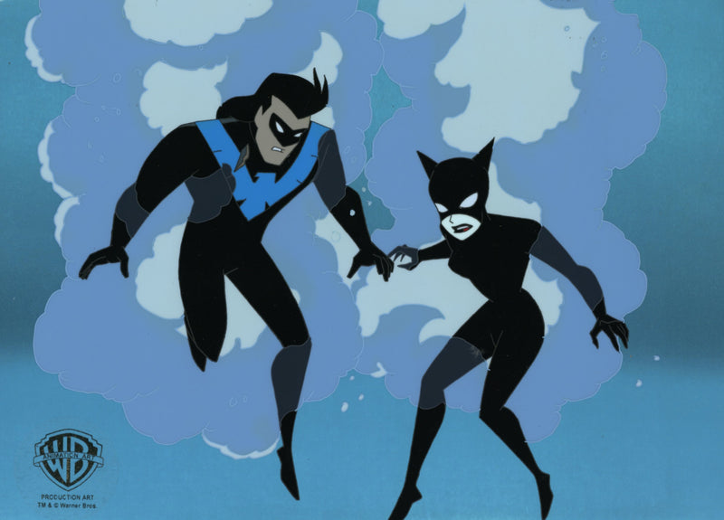 The New Batman Adventures Original Production Cel with Matching Drawing: Nightwing, Catwoman