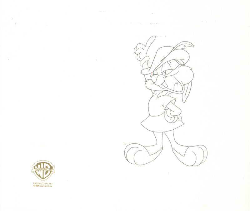 Tiny Toons Original Production Cel with Matching Drawing: Babs, Buster