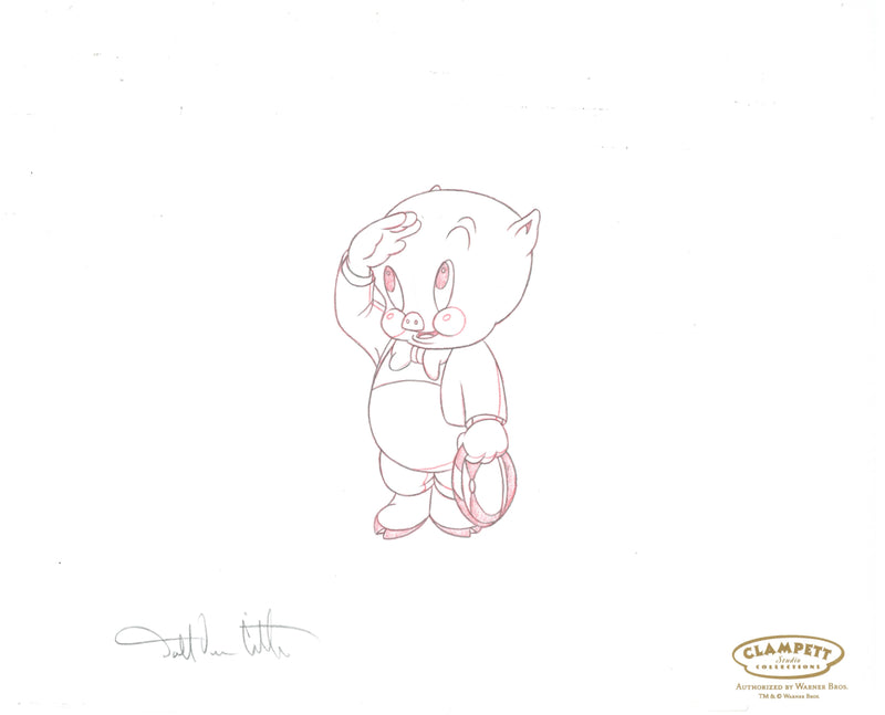 Porky Pig Original Production Drawing Recreation by Darrell Van Citters