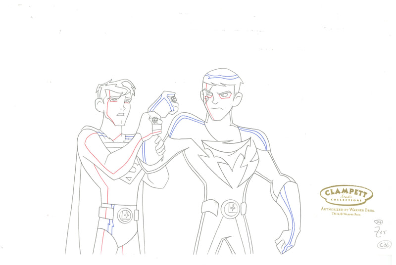 Legion of Super Heroes Original Production Drawing: Superman, Lightning Lad