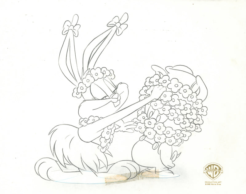 Tiny Toons Original Production Cel on Original Background with Matching Drawing: Babs, Hamton