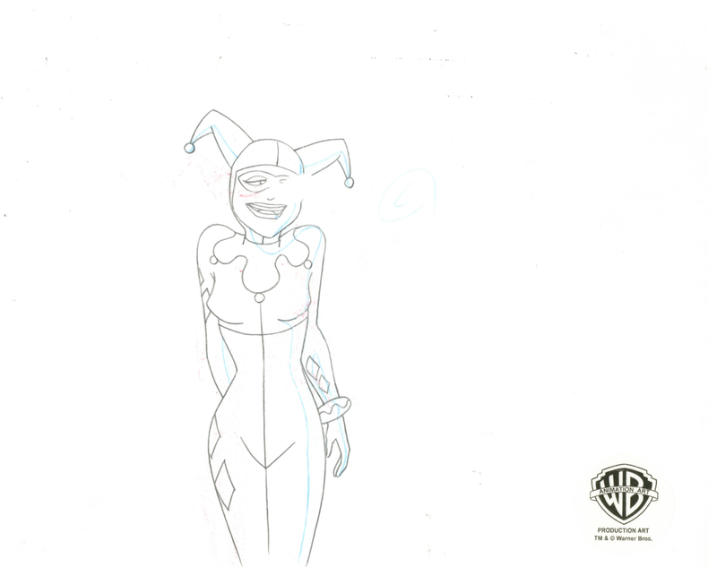 Batman The Animated Series Original Production Cel with Matching Drawing: Harley, Joker