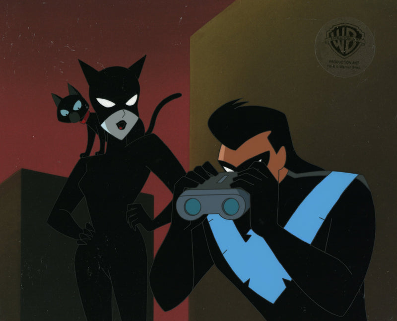 The New Batman Adventures Original Production Cel with Matching Drawing: Catwoman, Nightwing