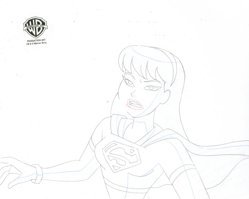 Superman The Animated Series Original Production Cel with Matching Drawing: Supergirl