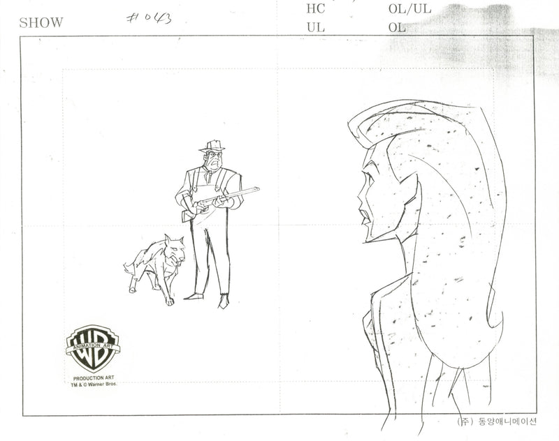 Superman The Animated Series Original Production Cel on Original Background with Matching Drawings: Saturn Girl