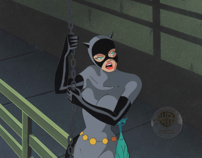 Batman The Animated Series Original Production Cel On Original Background: Catwoman