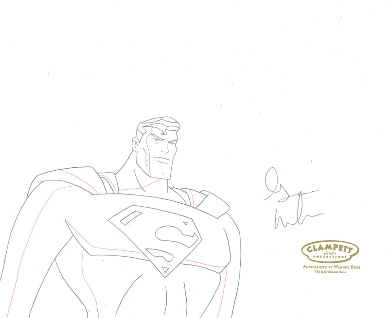 Justice League Original Production Drawing Signed by George Newbern: Superman