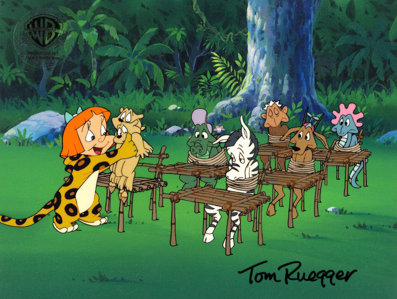 Tiny Toons Original Production Cel on Original Background Signed by Tom Ruegger: Elmyra Duff