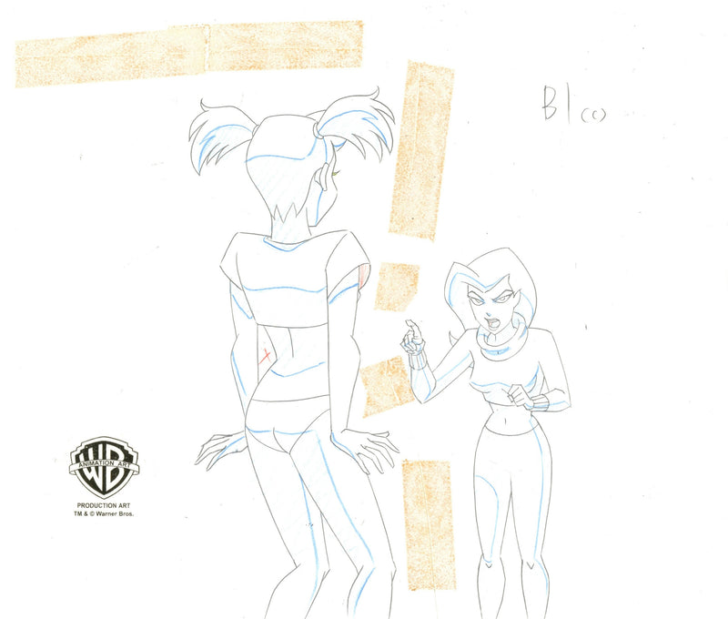 The New Batman Adventures Original Production Drawing: Harley, Ivy