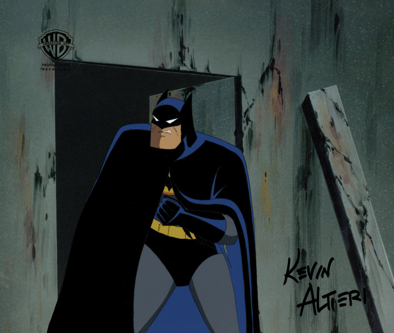 Batman: Mask of the Phantasm Original Production Cel with Matching Drawing Double Signed by Kevin Altieri: Batman