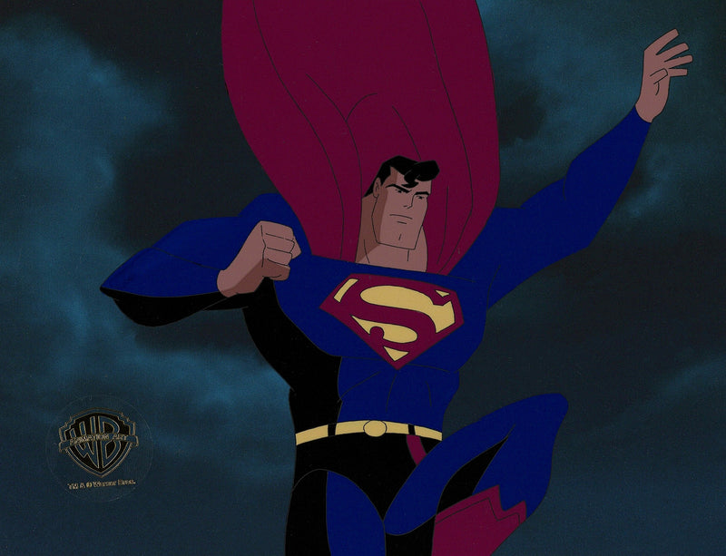 Superman The Animated Series Original Production Cel with Matching Drawing: Superman