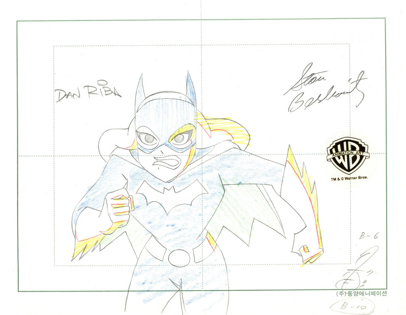 The New Batman Adventures Original Production Drawing Signed by Dan Riba and Stan Berkowitz: Batgirl