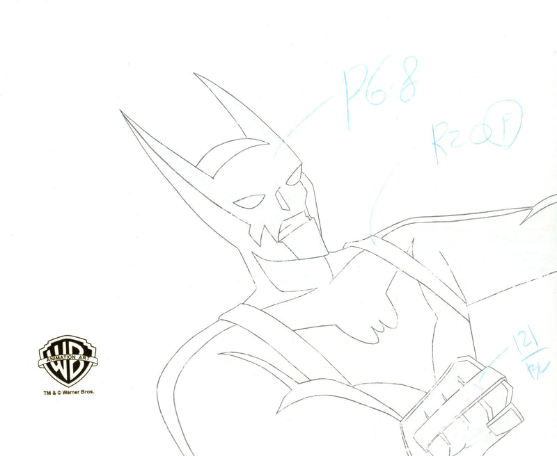 Batman Beyond Original Production Cel on Original Background with Matching Drawing: Batman