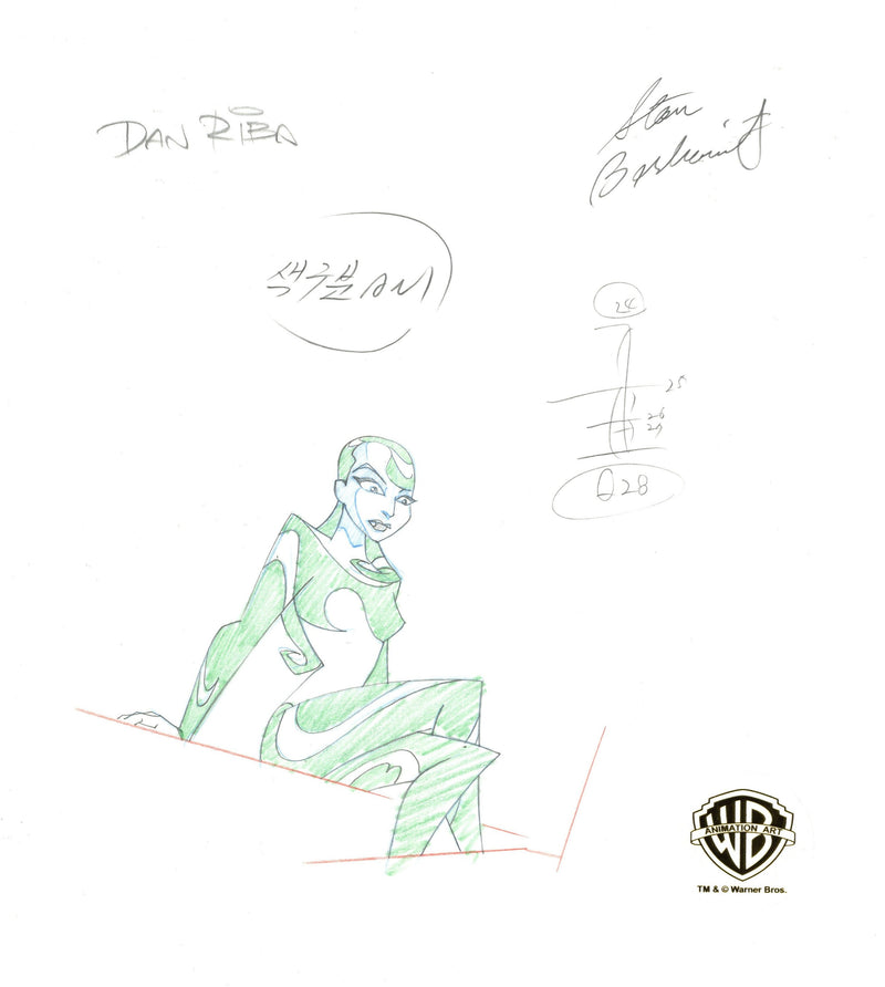 Batman Beyond Original Production Drawing Signed by Dan Riba and Stan Berkowitz: Inque