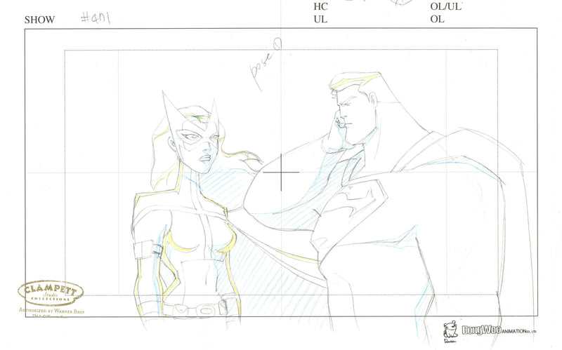 Justice League Unlimited Original Production Drawing: Huntress, Superman