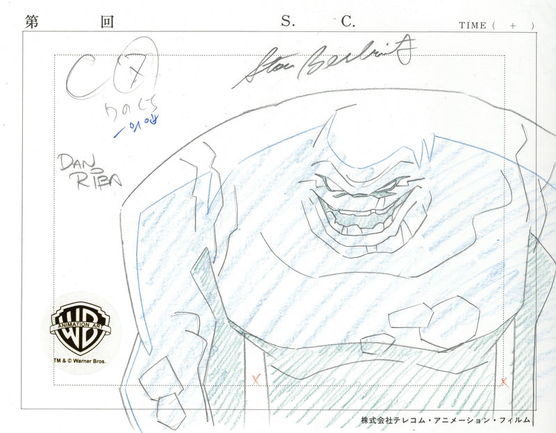 The New Batman Adventures Original Production Drawing Signed by Dan Riba and Stan Berkowitz: Clayface