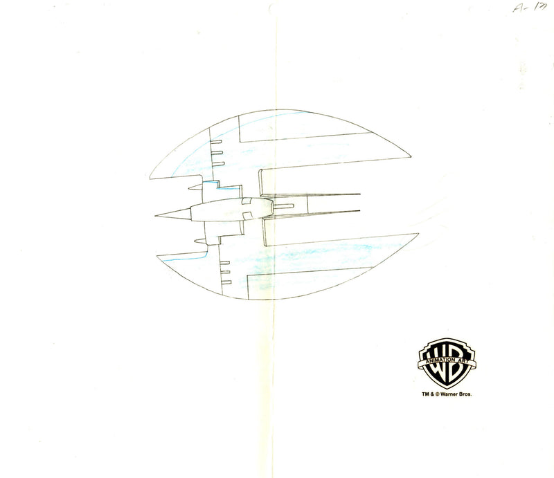 Batman The Animated Series Original Production Cel with Matching Drawing: Batplane
