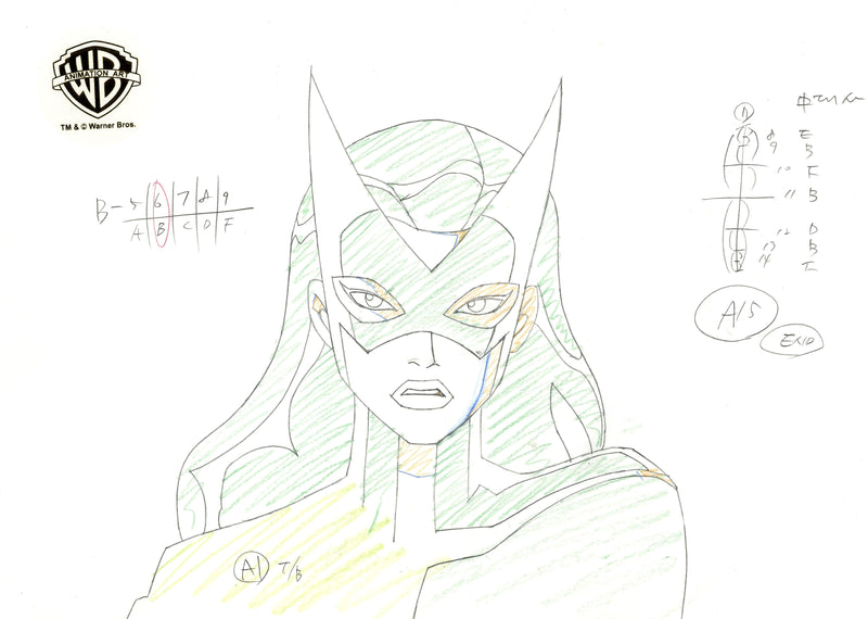 Justice League Unlimited Pair of Original Production Drawings: Huntress with Crossbow