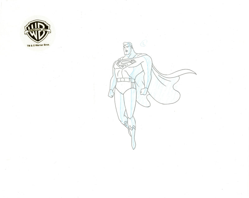 Superman The Animated Series Original Production Cel with Matching Drawing: Superman