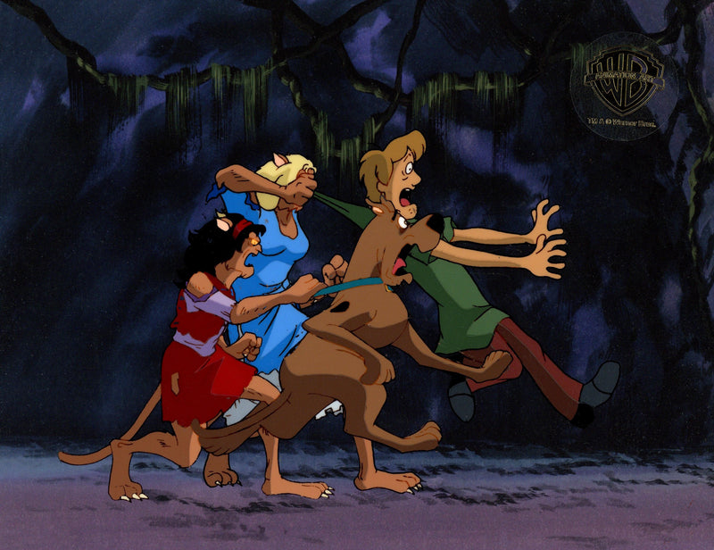 Scooby-Doo on Zombie Island Original Production Cel with Matching Drawing: Scooby, Shaggy, Werecats
