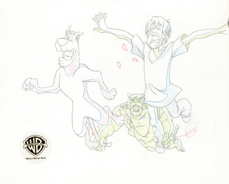 Scooby-Doo on Zombie Island Original Production Drawing: Scooby, Shaggy, Werecat