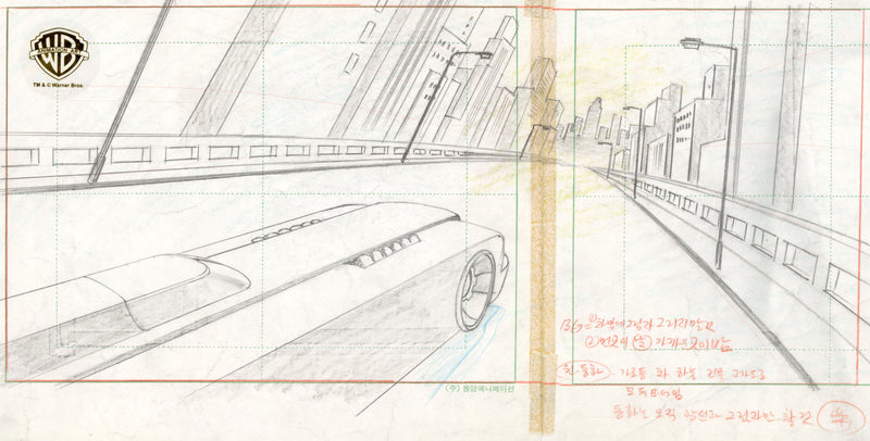 Batman The Animated Series Original Production Drawing: Batmobile
