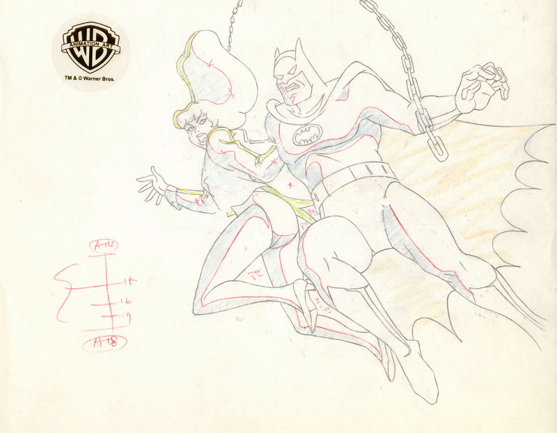 Batman The Animated Series Original Production Cel with Matching Drawing: Batman, Zatanna