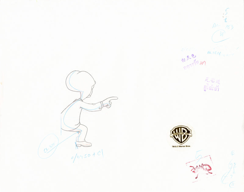 Pinky and the Brain Original Production Cel with Matching Drawings: Slappy Wanna Nappy, Brain2-Me2, 3-PinkEO