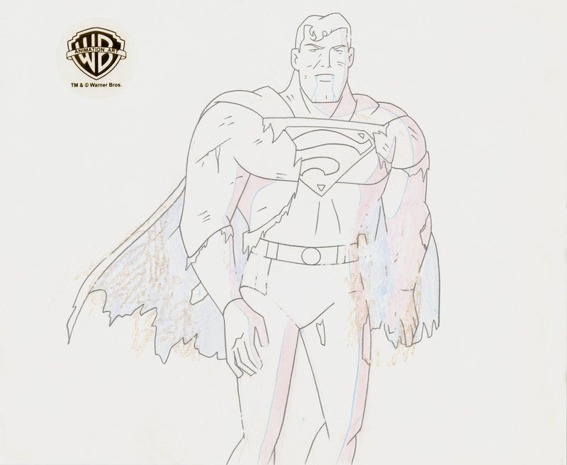 Superman The Animated Series Original Production Cel with Matching Drawings: Superman