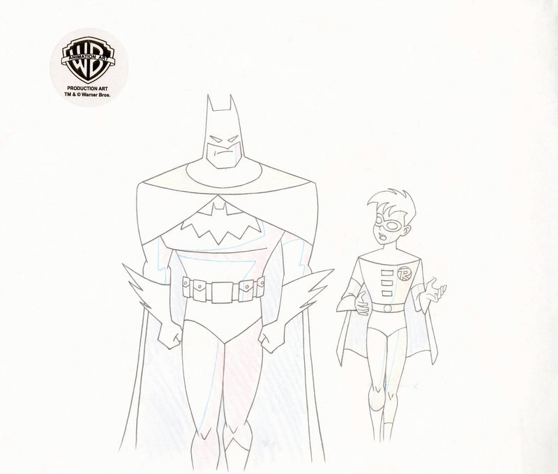 The New Batman Adventures Original Production Cel with Matching Drawing: Batman, Robin