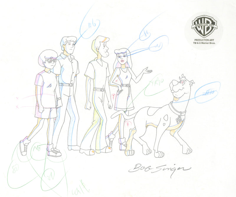 Scooby-Doo and the Alien Invaders Original Production Drawing Signed by Bob Singer: Mystery Gang