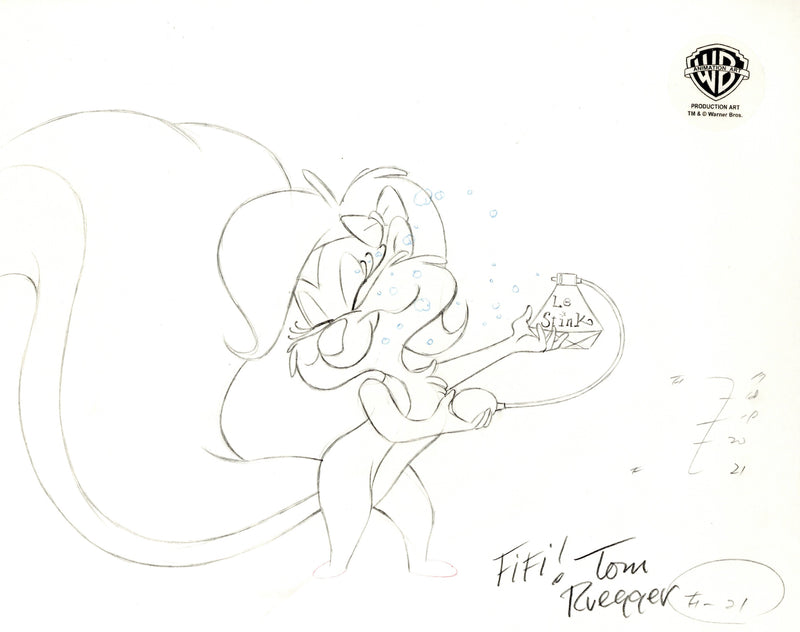 Tiny Toons Original Production Drawing Signed by Tom Ruegger: Fifi La Fume