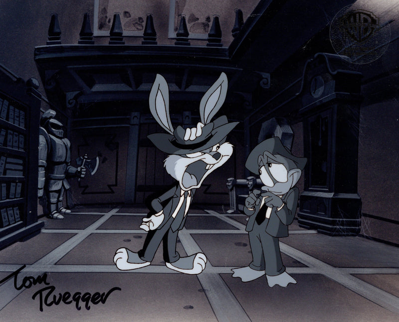 Tiny Toon Adventures Original Production Cel Signed by Tom Ruegger: Buster Bunny and Plucky Duck