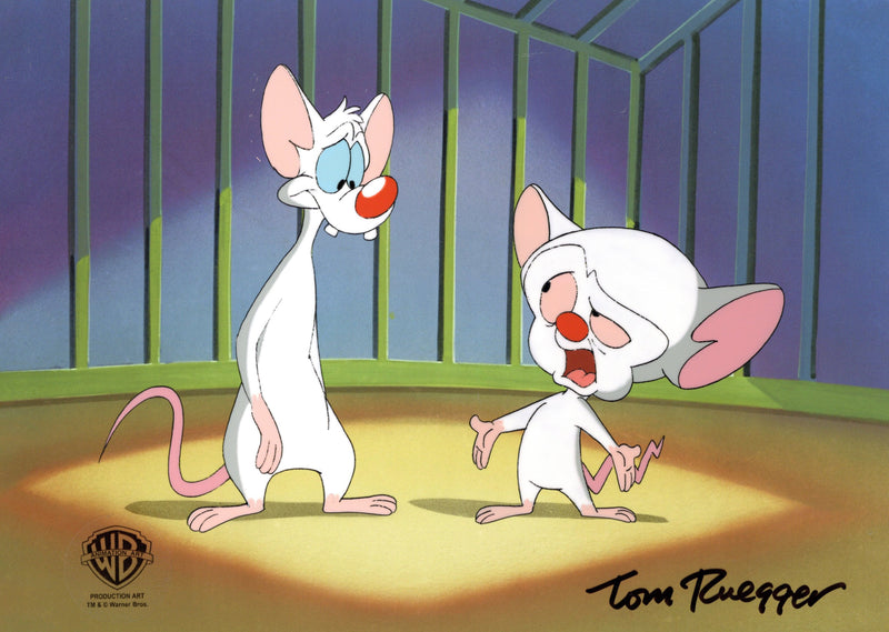 Pinky And The Brain Original Production Cel Signed by Tom Ruegger: Pinky and Brain