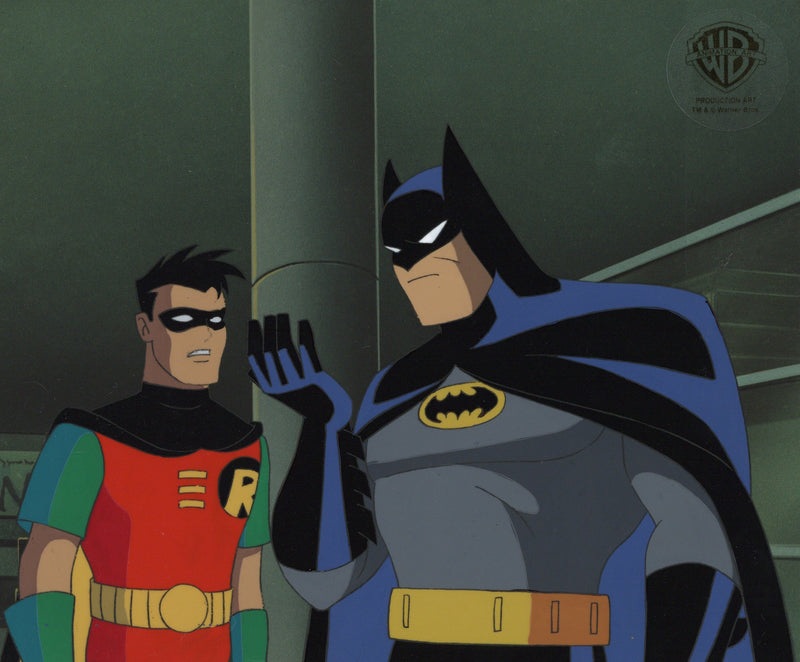 Batman The Animated Series Original Production Cel: Batman and Robin with Framing