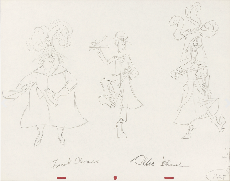 Mary Poppins Pearly Band Original Production Drawing Signed by Frank Thomas and Ollie Johnston